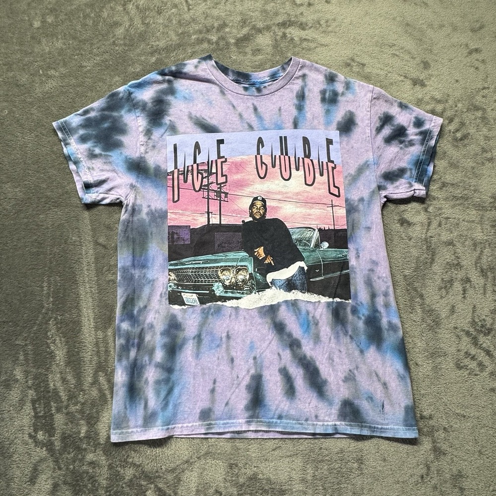 Ice Cube Tie-Dye T Shirt‎ Men's Medium Purple Tones Retro